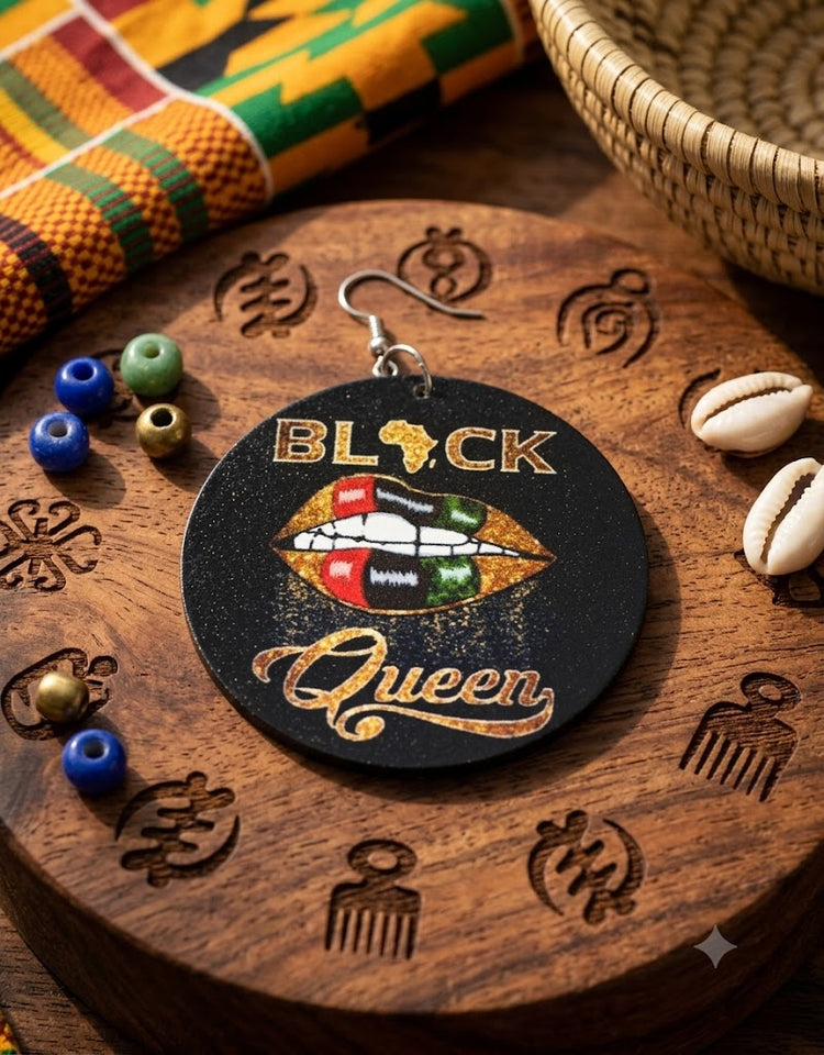 black queen earrings pan african natural hairstyles protective hair accessories jewelry jewellry ear rings fashion outfit ideas clothing afrocentric afro lips