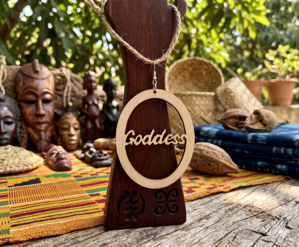 goddess earrings; natural hair earrings; afrocentric earrings; wooden earrings;