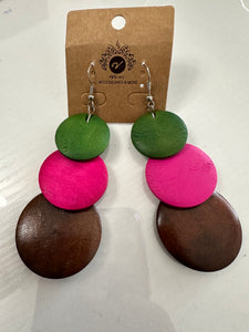 Circle Shaped African Wooden Earrings