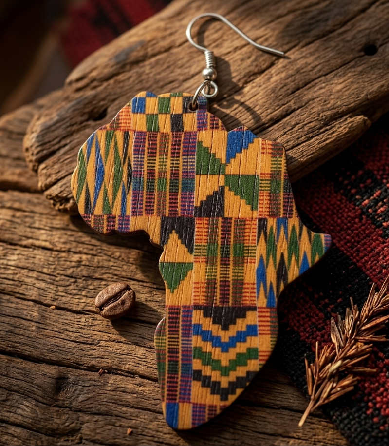 kente print africa earrings map of african jewelry accessories fashion outfit idea natural hair ear ring jewellery accessory