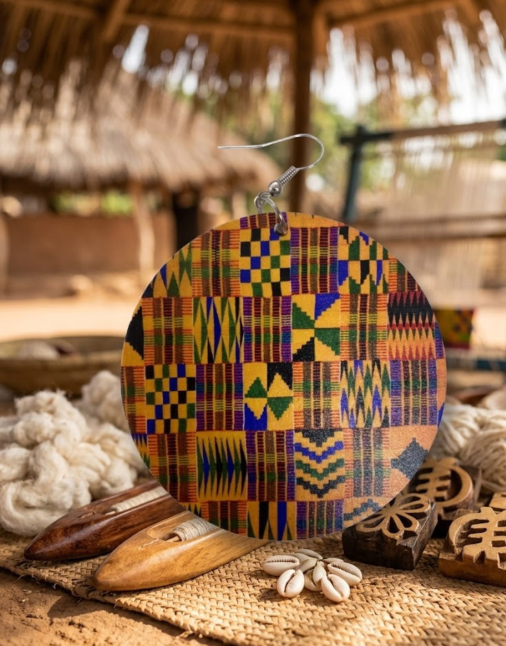Round Kente Print Earrings | Afrocentric Pro Black Accessories | Natural hair | African | jewelry