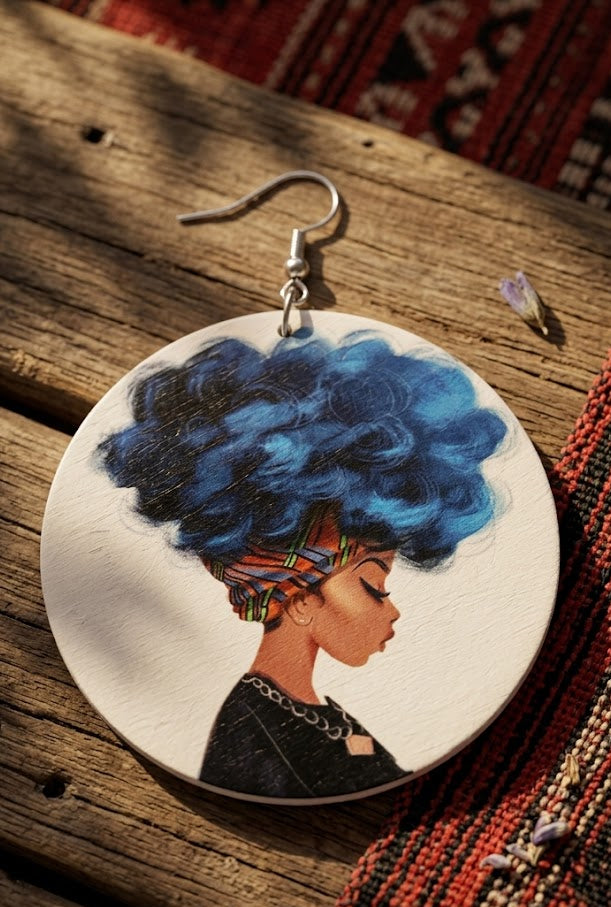 colorfro | natural hair | natural hair earrings | afrocentric earrings | jewelry | accessories | fashion | outfit | headwrap | twa | ear ring | head wrap purple hair