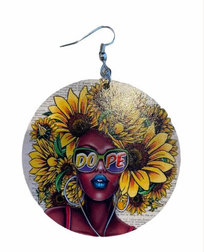 flower power natural hair earrings afrocentric jewelry natural hair accessories black girl magic jewelry urban jewellery gift idea cheap cute affordable kwanzaa christmas birthday outfit accessory