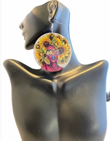 flower power natural hair earrings afrocentric jewelry natural hair accessories black girl magic jewelry urban jewellery gift idea cheap cute affordable kwanzaa christmas birthday outfit accessory