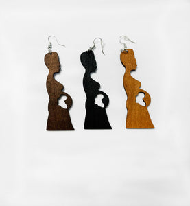 tri color brown black natural mother africa earrings | africa earrings | africa shaped earrings | map of africa earrings | natural hair earrings | afrocentric earrings | afrocentric fashion | afrocentric clothing | afrocentric accessories | afrocentric jewelry