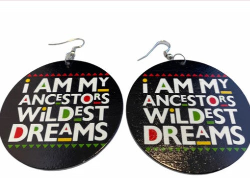 i am my ancestors wildest dreams earrings natural hair earring wood black girls short afrocentric accessories jewellery jewelry cool afro pick map continent wholesale black magic owned minority women woman ladies lady cheap unique cute different american traditional wooden beyonce ankh africhic afrochic