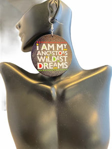 i am my ancestors wildest dreams earrings natural hair earring wood black girls short afrocentric accessories jewellery jewelry cool afro pick map continent wholesale black magic owned minority women woman ladies lady cheap unique cute different american traditional wooden beyonce ankh africhic afrochic
