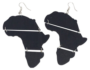 black melanated africa shaped earrings map african american wooden accessories afrocentric ear rings natural hair jewelry fashion outfit gift idea clothing