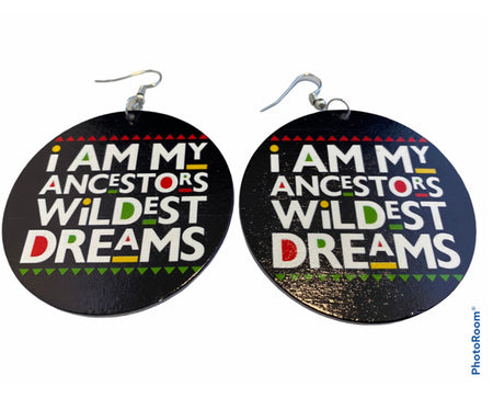 i am my ancestors wildest dreams earrings natural hair earring wood black girls short afrocentric accessories jewellery jewelry cool afro pick map continent wholesale black magic owned minority women woman ladies lady cheap unique cute different american traditional wooden beyonce ankh africhic afrochic