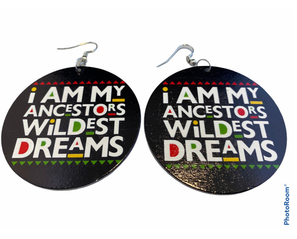 i am my ancestors wildest dreams earrings natural hair earring wood black girls short afrocentric accessories jewellery jewelry cool afro pick map continent wholesale black magic owned minority women woman ladies lady cheap unique cute different american traditional wooden beyonce ankh africhic afrochic