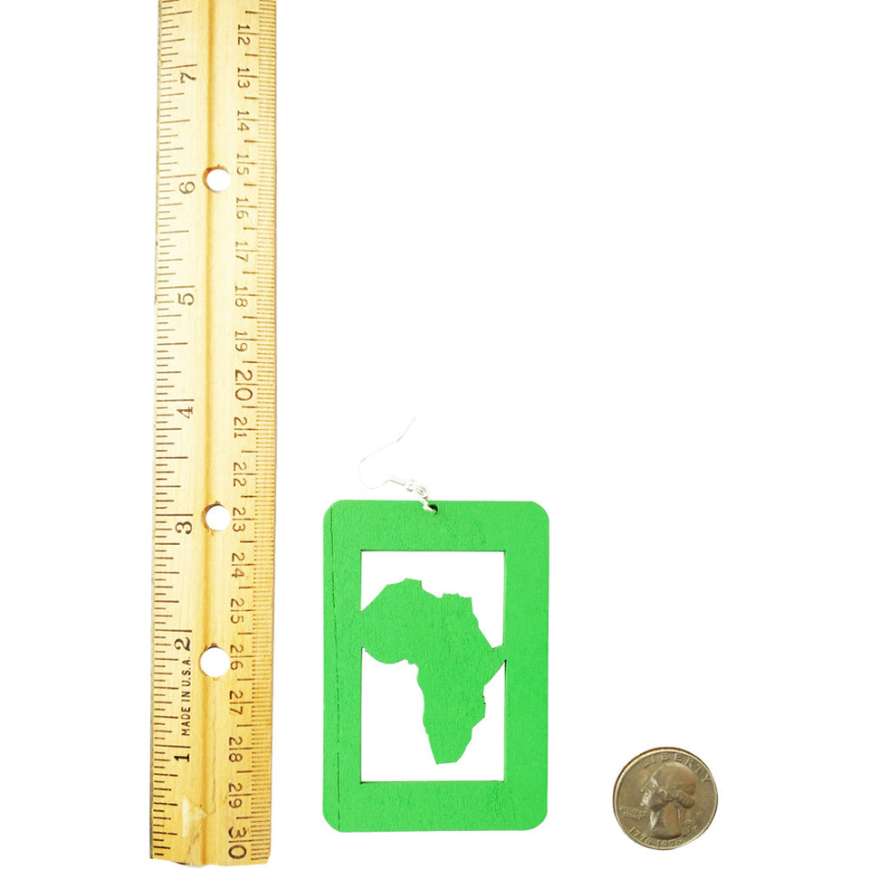 africa shaped earrings, africa map earrings, africa earrings, natural hair earrings, afrocentric earrings afro fashion african natural wood twa style black green red urban handmade jewelry accessories accessory fashion