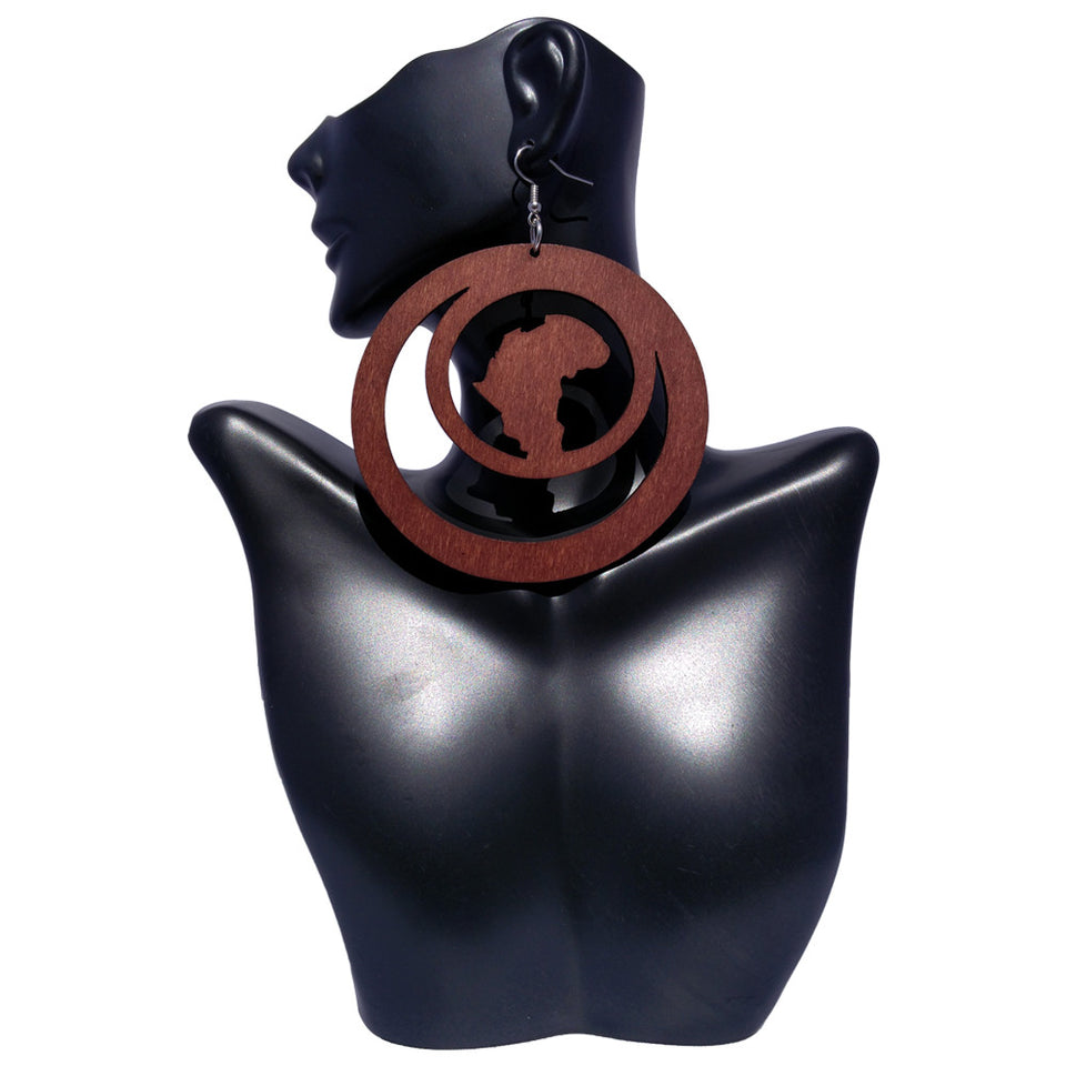 africa within earrings - brown | natural hair earrings | afrocentric earrings | africa shaped earrings | wooden earrings | african jewelry | afrocentric jewelry | afrocentric fashion | afrocentric clothing | afrocentric accessories