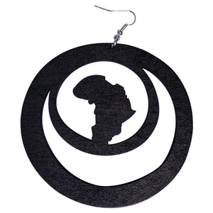 africa within earrings | natural hair earrings | afrocentric earrings | africa shaped earrings | wooden earrings | african jewelry | afrocentric jewelry | afrocentric fashion | afrocentric clothing | afrocentric accessories