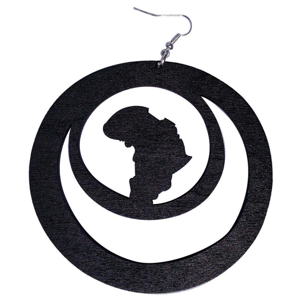africa within earrings | natural hair earrings | afrocentric earrings | africa shaped earrings | wooden earrings | african jewelry | afrocentric jewelry | afrocentric fashion | afrocentric clothing | afrocentric accessories