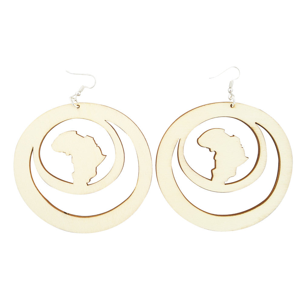 africa within earrings | natural hair earrings | afrocentric earrings | africa shaped earrings | wooden earrings | african jewelry | afrocentric jewelry | afrocentric fashion | afrocentric clothing | afrocentric accessories | natural | paintable | diy