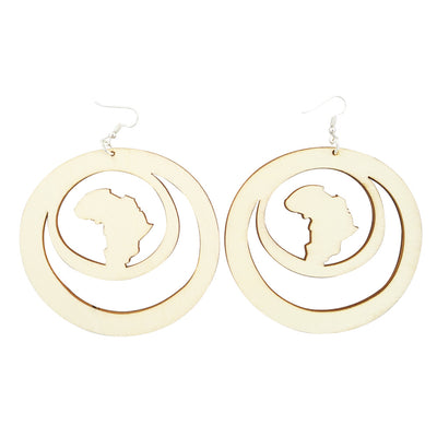 africa within earrings | natural hair earrings | afrocentric earrings | africa shaped earrings | wooden earrings | african jewelry | afrocentric jewelry | afrocentric fashion | afrocentric clothing | afrocentric accessories | natural | paintable | diy