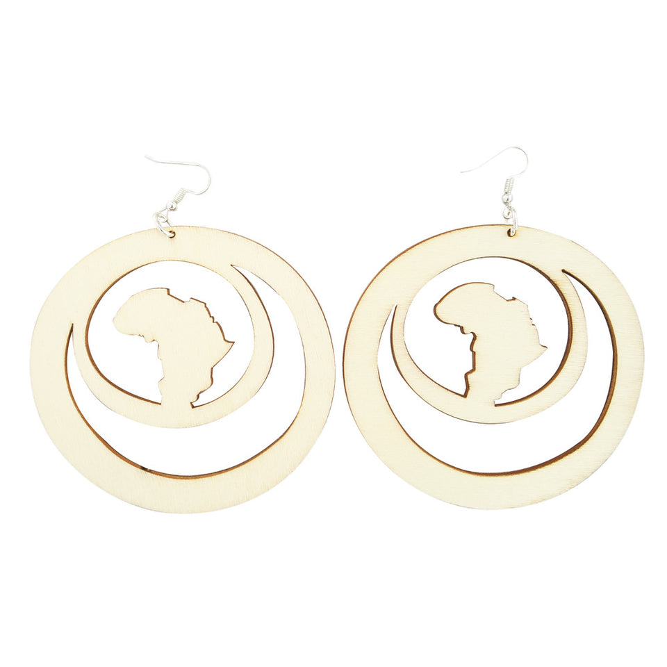 africa within earrings | natural hair earrings | afrocentric earrings | africa shaped earrings | wooden earrings | african jewelry | afrocentric jewelry | afrocentric fashion | afrocentric clothing | afrocentric accessories | natural | paintable | diy