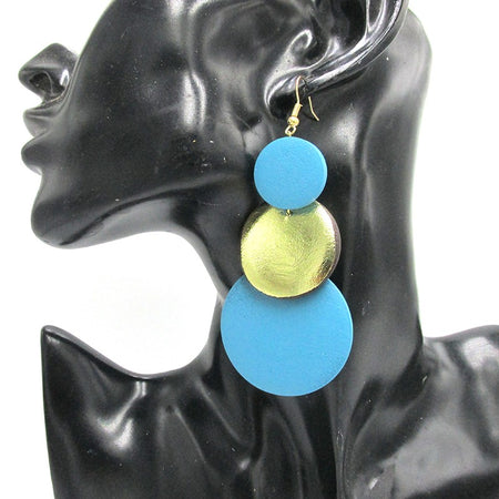 Circle Shaped African Wooden Earrings