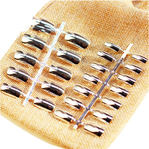 silver nails; acrylic nails; metallic nails; metallic false nails; metallic fake nails; silver metallic nails; fake nails; press on nails; mirror nails; artificial nails; glue on nails; 