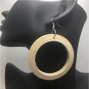 Unfinished Natural Wood Round Wooden Earrings afrocentirc fashion african fashion afro natural hair wooden earrrings african ear rings fashion accessory jewelry afro puff natural hair african map hoop earring 