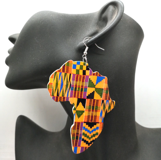 africa earrings kente print map of african jewelry accessories fashion outfit idea natural hair ear ring jewellery accessory