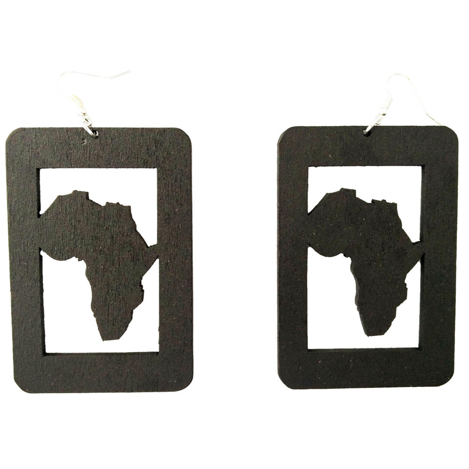 africa shaped earrings, africa map earrings, africa earrings, natural hair earrings, afrocentric earrings afro fashion african natural wood twa style black green red urban handmade jewelry accessories accessory fashion