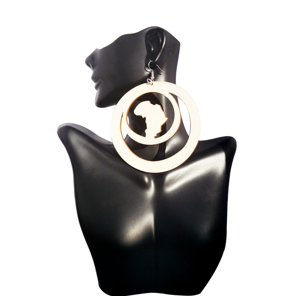 africa within earrings | natural hair earrings | afrocentric earrings | africa shaped earrings | wooden earrings | african jewelry | afrocentric jewelry | afrocentric fashion | afrocentric clothing | afrocentric accessories