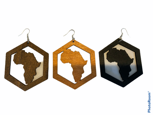 Africa within Hexagon earrings (3 colors)  | Africa shaped | African | Natural hair | Afrocentric | jewelry