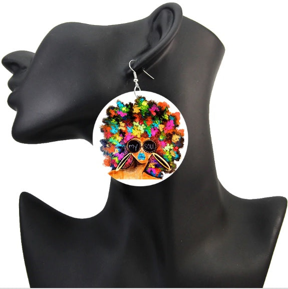 afro earrings afrocentric natural hair jewelry accessories fashion outfit idea clothing tutorial 4b 4c ear candy whimsical urban trendy unique kaleidoscope