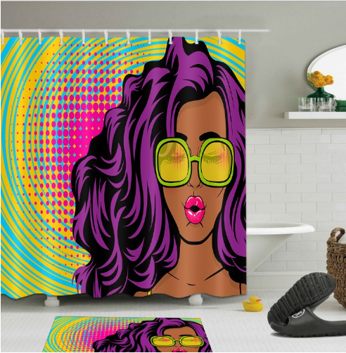 afrocentric shower curtain curtains pop African american theme themed natural hair hip hop home decor bathroom unique urban bath tub decoration idea design
