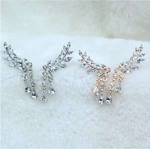 angel wing rhinestone earrings ear rings cubic zirconia cz fake jewelry accessories accessory fashion wedding prom quinceaneara quince sweet 16 15 birthday gift idea present christmas anniversary
