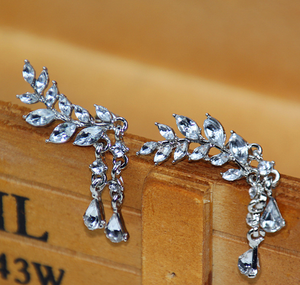 angel wing rhinestone earrings ear rings cubic zirconia cz fake jewelry accessories accessory fashion wedding prom quinceaneara quince sweet 16 15 birthday gift idea present christmas anniversary