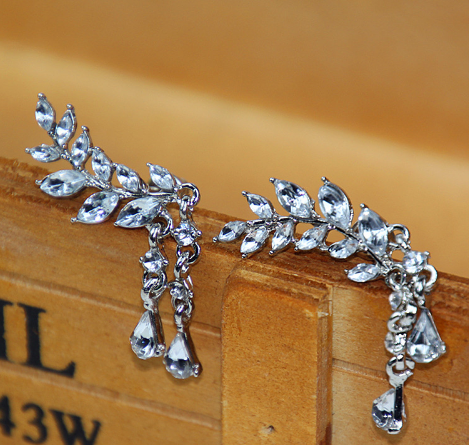 angel wing rhinestone earrings ear rings cubic zirconia cz fake jewelry accessories accessory fashion wedding prom quinceaneara quince sweet 16 15 birthday gift idea present christmas anniversary