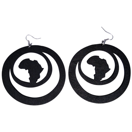 africa within earrings | natural hair earrings | afrocentric earrings | africa shaped earrings | wooden earrings | african jewelry | afrocentric jewelry | afrocentric fashion | afrocentric clothing | afrocentric accessories