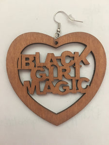 black girl magic earrings natural hair jewelry afrocentric accessories jewellery tutorial fashion outfit idea accessory african american urban unique heart wooden shaped ethnic light brown color
