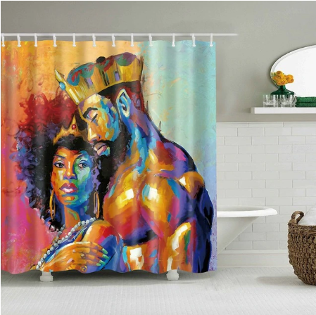 Cute Afrocentric Melanin Black King Strong Men Shower Curtain