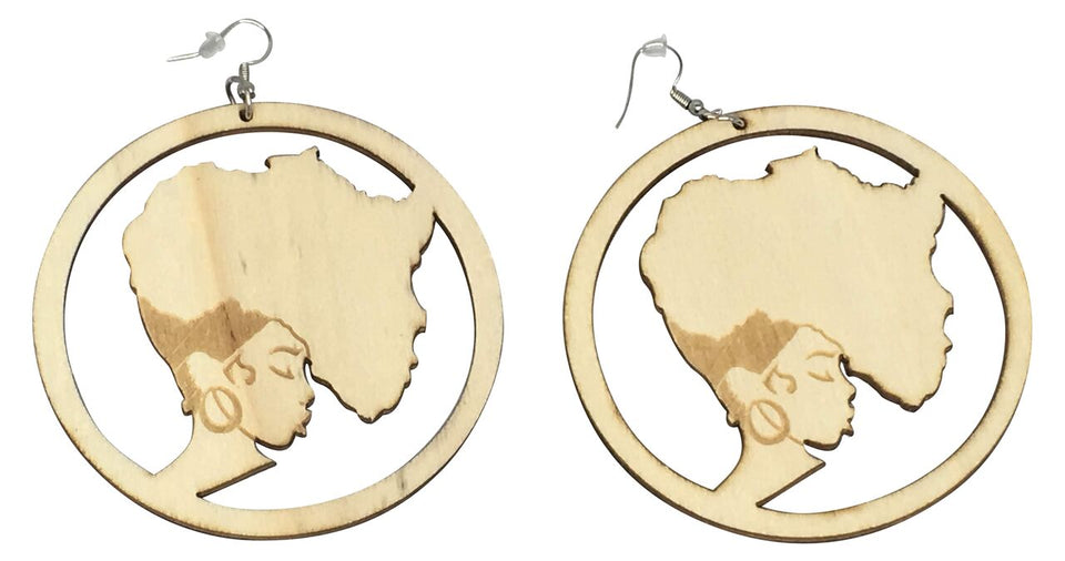 mama africa headwrap earrings | Afro earrings | Afrocentric earrings | natural hair earrings | afrocentric fashion | afrocentric jewelry |  wooden earrings | big black earrings | afro earrings for sale natural color