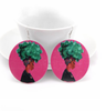 colorfro | natural hair | natural hair earrings | afrocentric earrings | jewelry | accessories | fashion | outfit | headwrap | twa | ear ring | head wrap pink with green hair