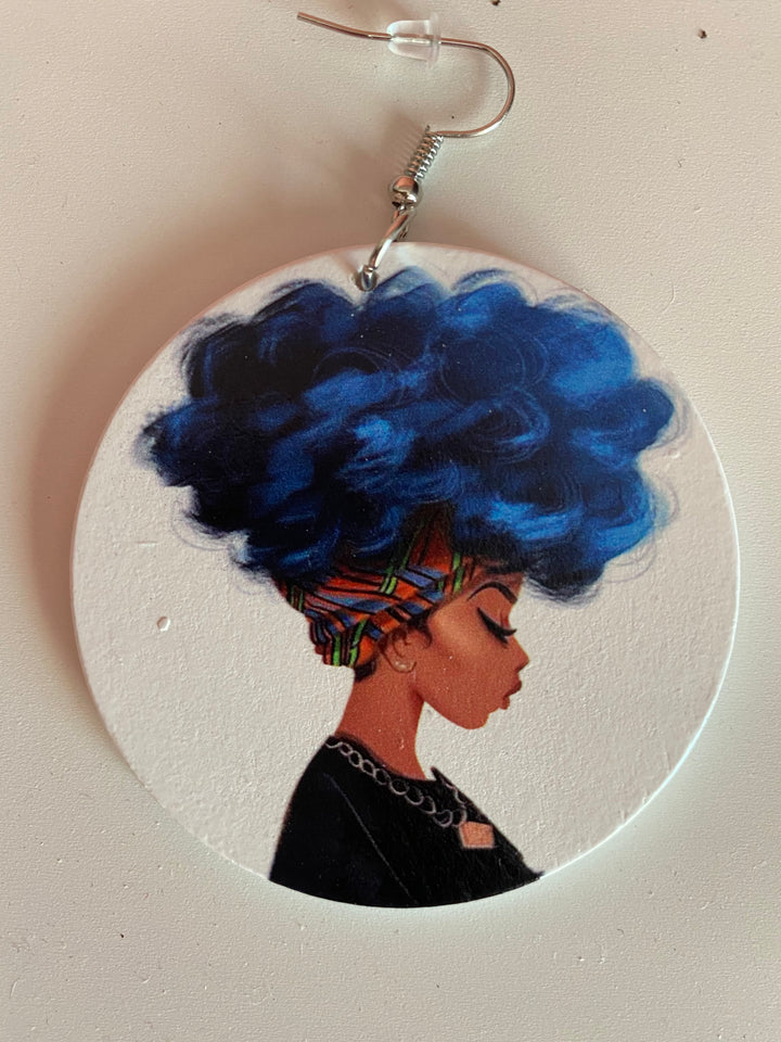 afro earrings natural hair accessories jewelry black girl urban cheap cute different blue hair head wrap