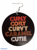 curly coily curvy caramel cutie earrings natural hair jewelry afrocentric accessories black girl ear candy african american accessory fashion outfit idea clothing gift birthday christmas kwanzaa unique cheap different black owned woman minority business support a sista