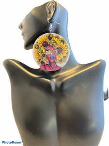 flower power natural hair earrings afrocentric jewelry natural hair accessories black girl magic jewelry urban jewellery gift idea cheap cute affordable kwanzaa christmas birthday outfit accessory