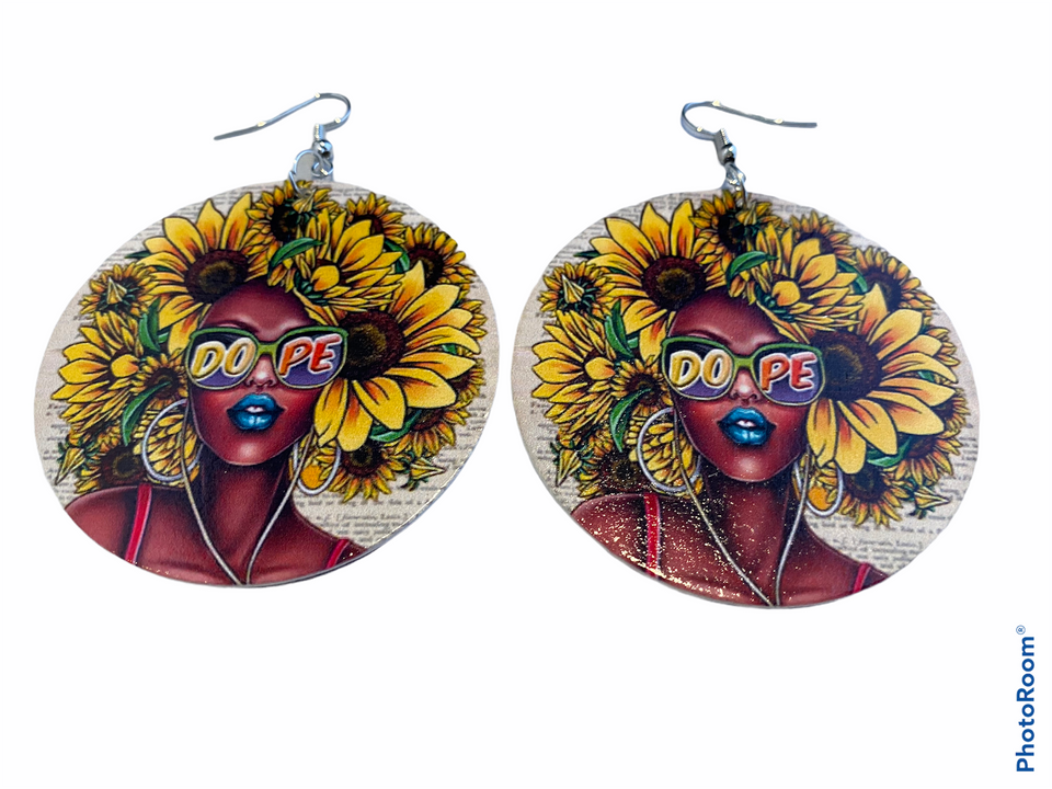 flower power natural hair earrings afrocentric jewelry natural hair accessories black girl magic jewelry urban jewellery gift idea cheap cute affordable kwanzaa christmas birthday outfit accessory