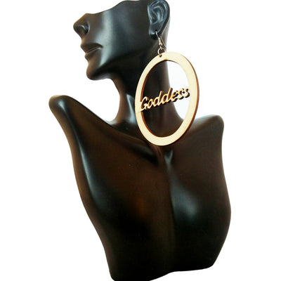 goddess earrings; natural hair earrings; afrocentric earrings; wooden earrings;