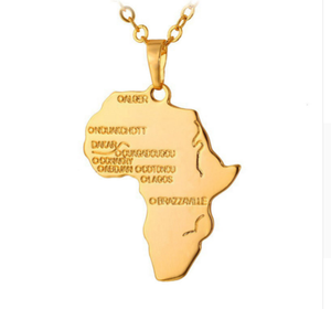 gold africa pendant necklace map shaped jewelry african accessories fashion outfit gift idea continent mens women men ladies unisex kids children girls female male