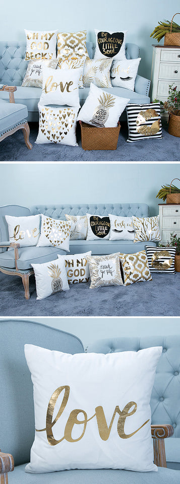  gold pillow case cover home decor first apartment white unique urban decoration teenager room 
