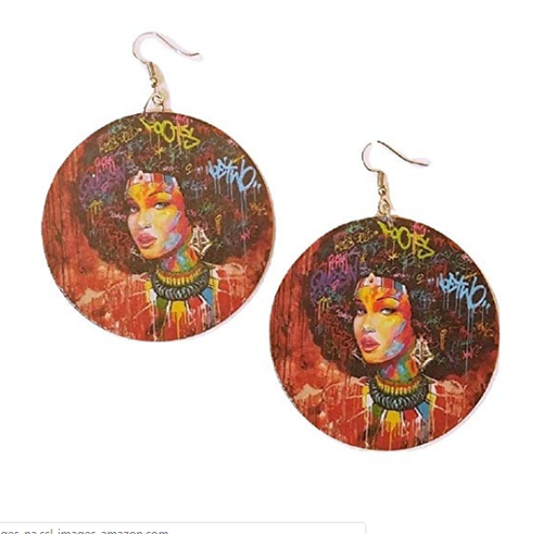 graffiti gigi earrings afro accessories twa jewelry afrocentric accessory african pretty lady jewellery pro black ear candy cheap cute affordable wooden lightweight urban