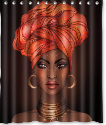 Multiple Afrocentric Bathroom Shower Curtains Pro Black Home Decorat Ethnic Earring