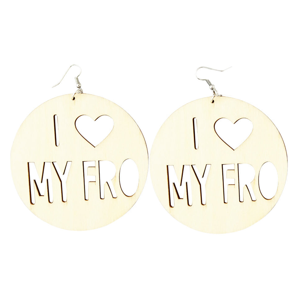i love my fro; i love my afro; i love my fro earrings; i love my afro earrings; afro earrings; natural hair earrings; afrocentric earrings; 