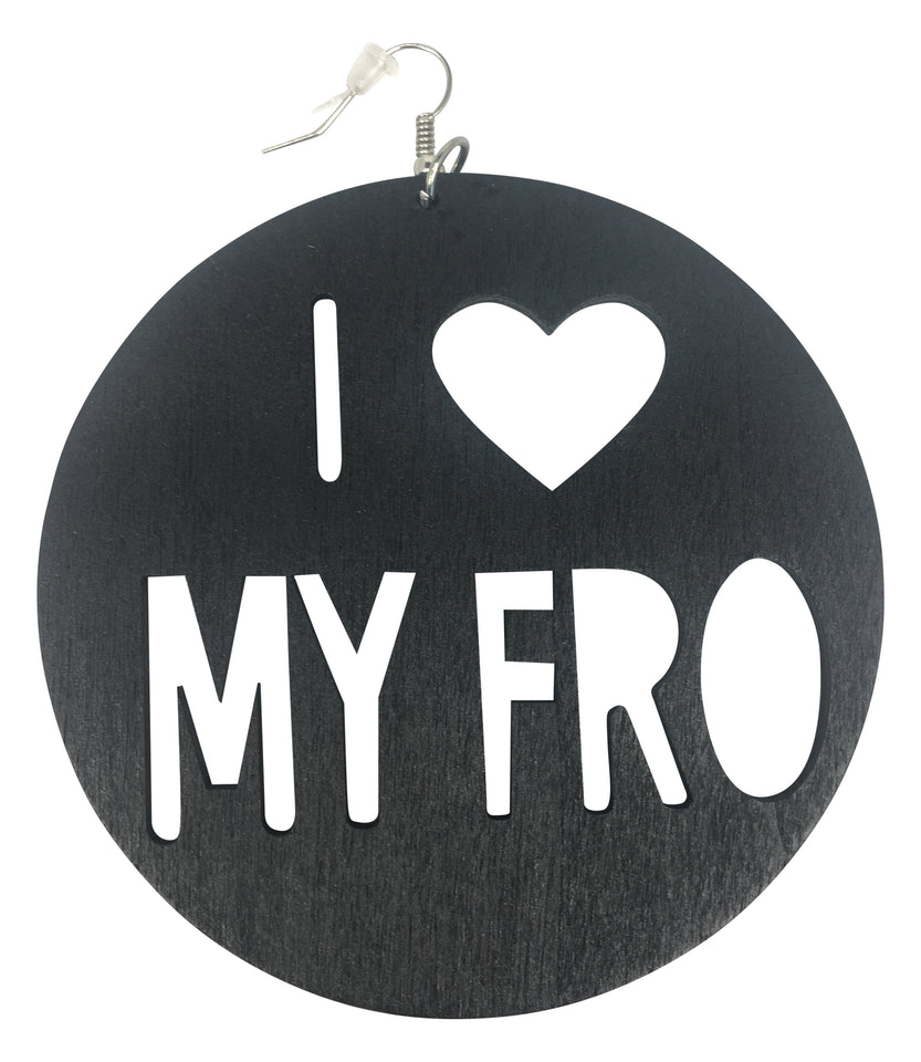 i love my fro; i love my afro; i love my fro earrings; i love my afro earrings; afro earrings; natural hair earrings; afrocentric earrings; 