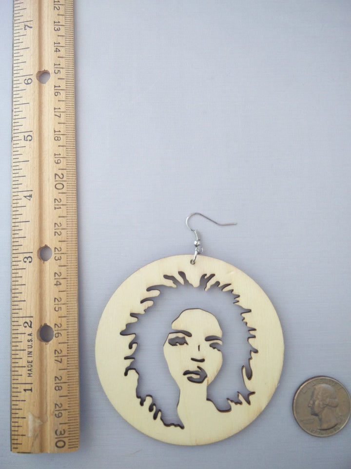 Wooden Face Earrings Wooden Lauryn Hill Face Hoop Earrings Afrocentric Ethnic Urban C 781757 - Foto 14